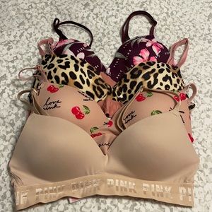 PINK Victoria Secret Wear Everywhere Wireless Push Up Bras